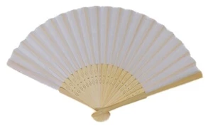 441, 100 Stk Fächer Holzfächer Hand Sommerfächer weiss Nylon Stoff Hochzeitsfäch - Bild 1 von 6