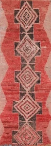 Tribal Semi-Antique Geometric Moroccan 10 ft. Runner Rug 3'x10' Wool Handmade - Picture 1 of 12