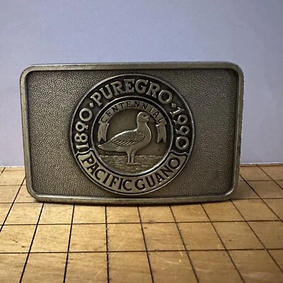 Vintage Puregro Pacific Guano Centennial Celebration belt buckle 1890 1990 Anniv - Image 1 of 4