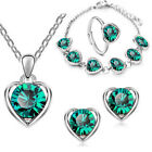 4pcs/set Jewelry Set For Women Heart Crystal Pendant Necklace Earrings Ring Set