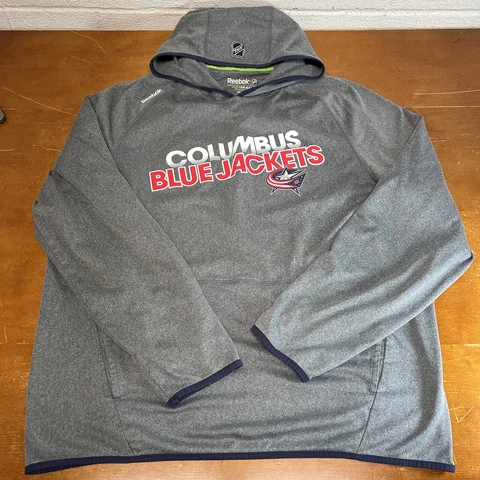 Columbus Blue Jackets Hoodie Mens 2XL Gray Pullover Center Ice NHL Reebok Cover