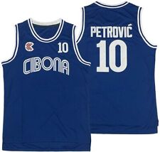 Men's Drazen Petrovic Basketball Jersey 10 # Cibona European Blue All Stitched