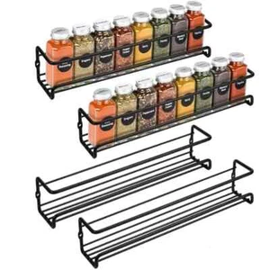 4 PCS Wall-Mounted Racks Spice Rack Bottles Holder Kitchen Organizer Wall Mount - Picture 1 of 9