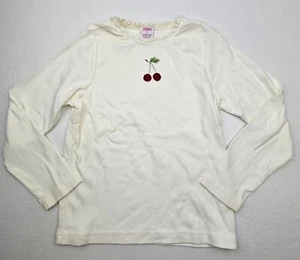 Vintage 2002 Little Girls Size 7 Pullover Cotton Top Beaded Cherries - Picture 1 of 6