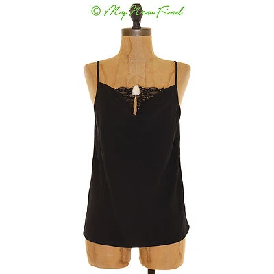 Top camisero drapeado Chelsea28 Nordstrom XS ribete de encaje negro NUEVO B63 Foto 1 de 3