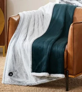 Berkshire Life Luxus Kunstfell Wärmedecke, (127 x 152 cm) in Dark Teal - Bild 1 von 4