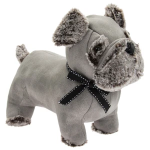 Faux Leather Grey Heavy Pug Doorstop - Pug Dog Door Stay - Pug Door Stopper - Picture 1 of 1