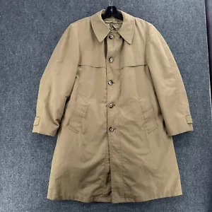 Vintage Hughes and Hatcher Trench Coat Mens 40 Tan Zip In Goose Down Quilted - Picture 1 of 23
