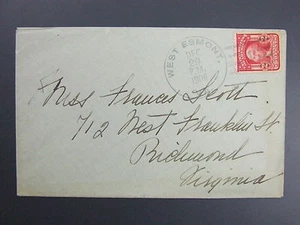 West Esmont Virginia VA Type 3/1 Doane Cancel Cover DPO 1905-06 Open 1 year LKU - Picture 1 of 2