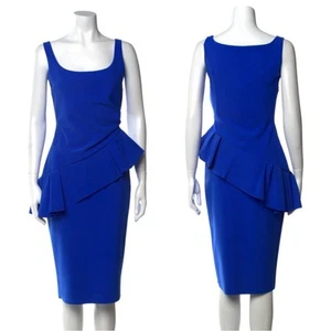 Mini Vestido Chiara Boni Cicci Azul Sin Mangas Peplum Cóctel 44 8 Asimétrico - Imagen 1 de 10