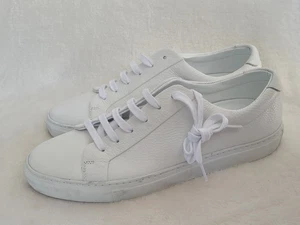 Reiss Men Luca Tumbled-Leather Low-Top Trainers White Size Uk 10/44 RRP£159 - Picture 1 of 14