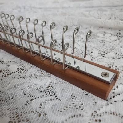 Vintage Wood & Silver Metal Wall Mount Tie Belt Scarf Closet Organizer 36 Hooks - Image 1 of 4