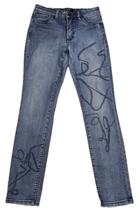 Joseph Ribkoff Jeans Women’s 6 Embellished Rhinestone Skinny Denim Blue 30x30 - Picture 1 of 10