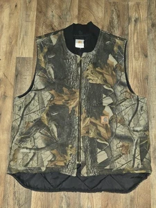 Vintage Men's Large Carhartt V20 Camo Hunting Vest Arctic Quilt - Picture 1 of 5