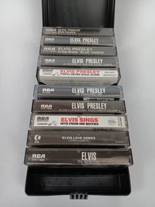 Lot Of 10 Elvis Presley Cassette Tapes In Plastic Tape Holder Carrying Case - Picture 1 of 6