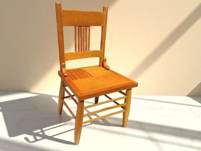Dollhouse Chair Miniature 1:12 Light Wooden Chair Parquet Furniture - Image 1 of 4