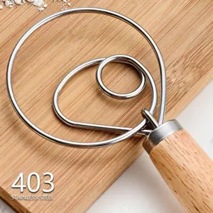 13" Edelstahl Dänischer Teig Schneebesen Küche Dutch Dough Wisk Handmixer Schneebesen - Bild 1 von 13
