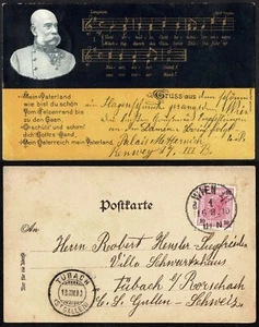 1900 Austria “Mein Vaterland” card Franz Joseph to Switzerland - Picture 1 of 3