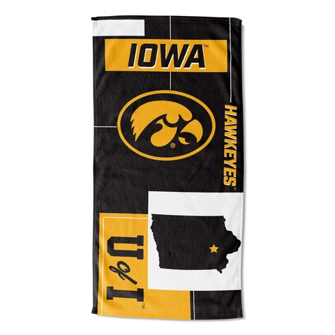 Northwest NCAA Iowa Hawkeyes State Line Beach Towel Cover