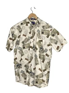 Pendleton Men’s short sleeve button Shirt boating stamps cream Size Medium - Picture 1 of 8