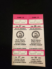 1993 North Dakota Sioux / Michigan Tech. Two Unused NCAA Hockey Tickets HISTORIC