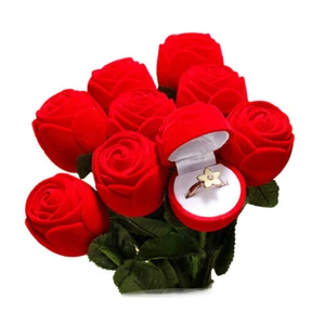 Anello Rosa Rossa Scatola Gioielli Porta Esposizione Fidanzamento Matrimonio San Valentino - Foto 1 di 4