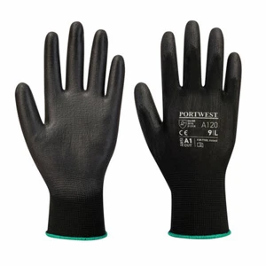 PACK DE 12 GUANTES DE PALMA DE PU PORTWEST MANEJO GENERAL NEGROS TALLAS XXS-XXXL A120 * - Imagen 1 de 1