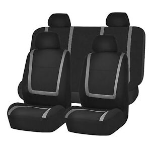 Unique Flat Cloth Seat Covers Gray & Black color