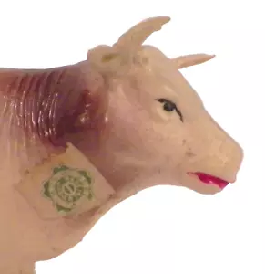 Cow Celluloid Toy Christmas Putz Decoration Train Display #21 Tan Brown Vintage - Picture 1 of 6