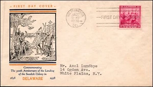 Scott 836 3 centavos Delaware - Holanda FDC dirección tipográfica planty 836-31B - Imagen 1 de 2
