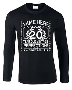 Langarmshirt 20. Geburtstag personalisiert Name, Alter, Jahr 21. 60. 80. - Bild 1 von 2