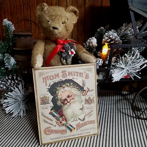 VICTORIAN VINTAGE STYLE CHRISTMAS CRACKERS TOM SMITH'S NOVELTIES SANTA TOYS SIGN - Picture 1 of 12