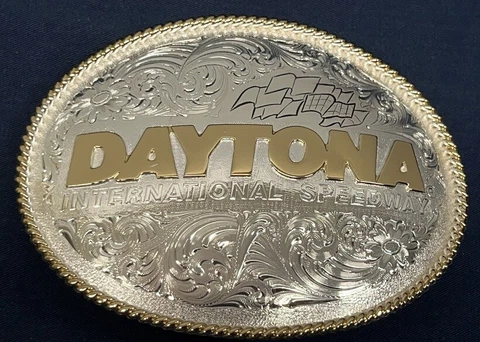 Daytona Speedway - Silver & Gold - Belt Buckle for 1-1/2" Wide Belt - NASCAR Cover