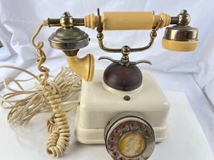 Antique Telephone Desk Phone European Style Rotary Dial Phone Gold MADE IN ITALY - Picture 1 of 22