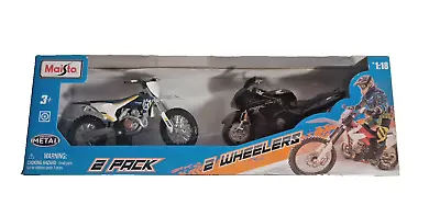 2024 Maisto 2 Wheelers 2 Pack Husqvarna FC450/Honda CBR 1100XX  1:18 SCALE - Image 1 of 4