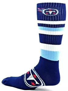 Calcetines de fútbol americano Tennessee Titans azul y blanco a rayas tubo largo hasta la rodilla - Imagen 1 de 3