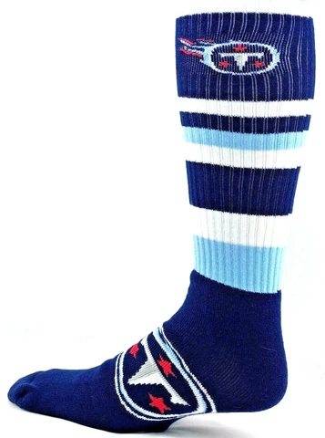 Tennessee Titans Football Blue & White Striped Long Tube Knee Socks Cover