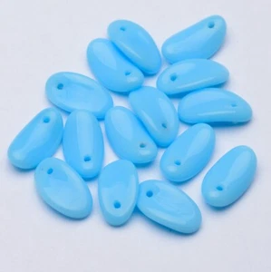Vintage German Glass Beads Blue Petal 10x6mm 15pcs 10227003 - Picture 1 of 1