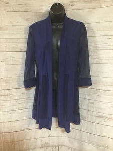R&M Richards Women’s Open Front Cardigan Transparent Details Blue Size 6 - Picture 1 of 6