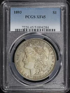 1893 Morgan Dollar PCGS XF-45 - Blue & Orange Obverse Toning! - Picture 1 of 3