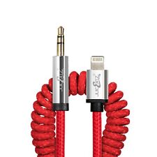 JuicEBitz® 3.5mm Braided Coiled AUX to 8PIN Stereo Jack Lead for iPhone & iPad