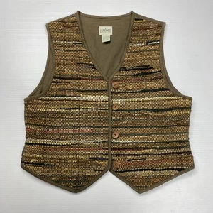 Northwest Express Suede Striped Brown Vest Medium Outdoor Retro Nature Vintage - Picture 1 of 6