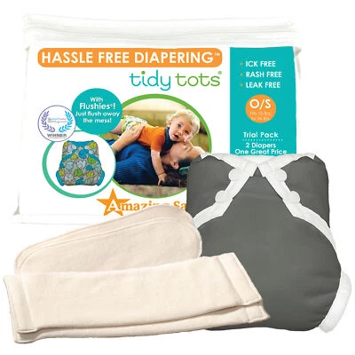 2 Diaper Snap Trial Set - Reusable Hemp Cloth Diapers 6pc set - Image 1 of 4