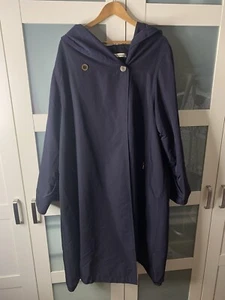 Max Mara, Marina Rinaldi Classic Full-Length Cotton Cape Trench Coat, Navy, 29 - Picture 1 of 19