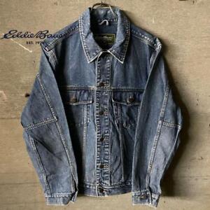 L-Größe Eddie Bauer blau Denim Truckerjacke