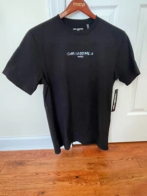 Nueva camiseta negra para hombre KARL LAGERFELD con estampado de logotipo con etiquetas talla M Foto 1 de 2