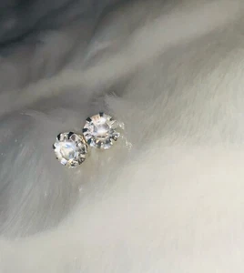 Shiny Stud Earrings Women Feminine Crystal Stone Colorless Gift Accessories - Picture 1 of 5
