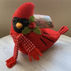 Kardinal rot Vogel Weihnachtsbaum Topper Schal Urlaub saisonal beflockt Ornament - Bild 1 von 16