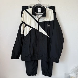 Reebok Men's Identity Vector Zip-Front Tracksuit set, Black/white 2XL 2-piece - Picture 1 of 20