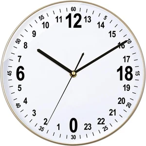 24 Stunden Wanduhr 12 Zoll rund gut ablesbar weißes Zifferblatt gold - Bild 1 von 8